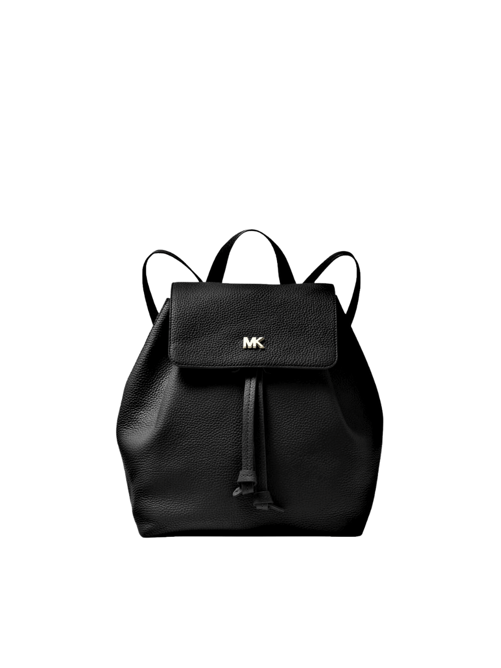 Junie Flap Leather Backpack in Black