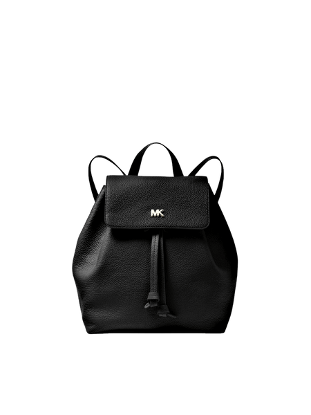 Michael Kors Junie Flap Medium Black Pebble Leather Backpack Handbag Goldl Logo Michael Kors Junie Flap Medium Black Pebble Leather Backpack  main image 3