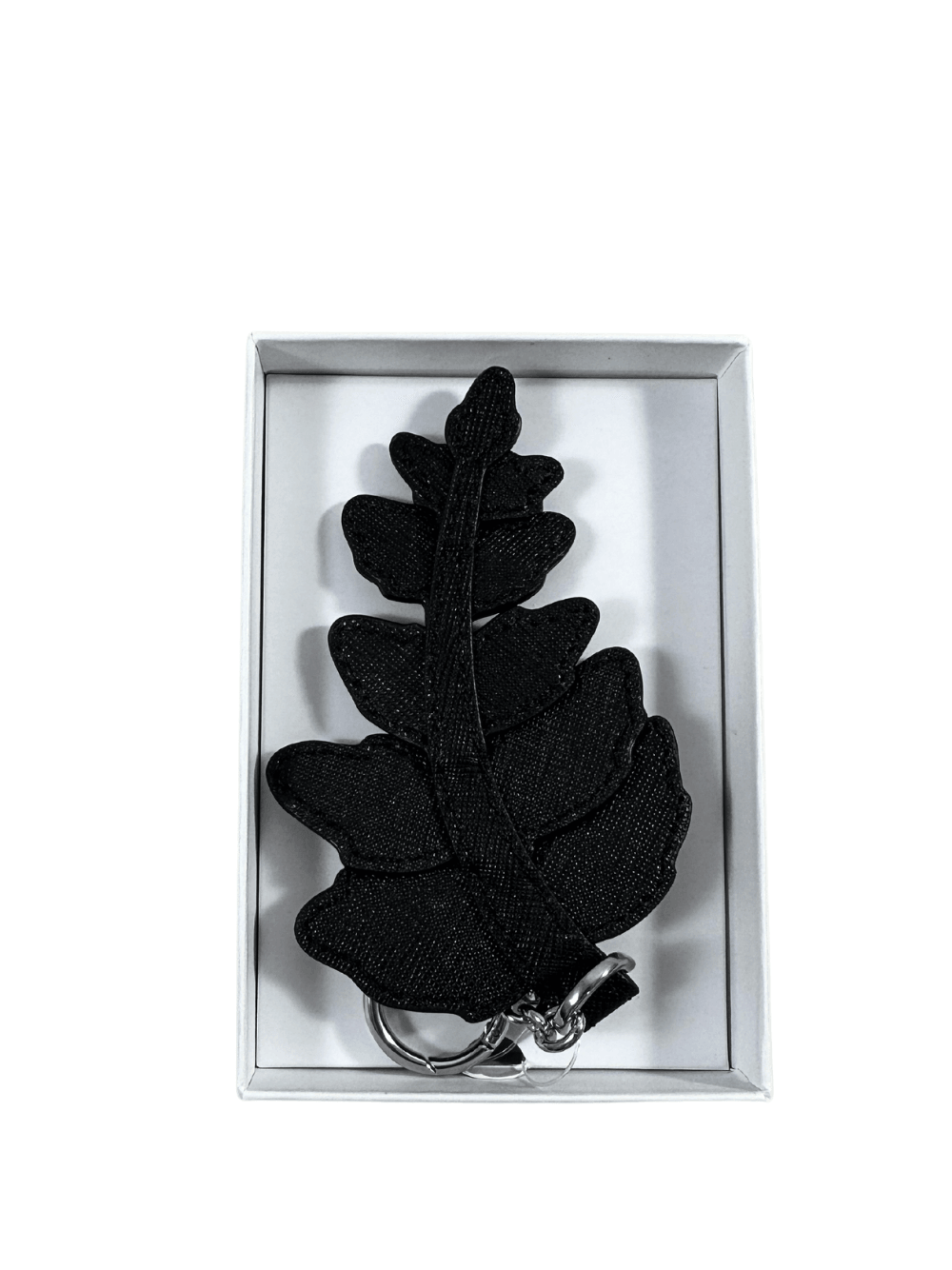 Fern Leaf Key Fob Crystal Keychain Charm in Black - DFSouth